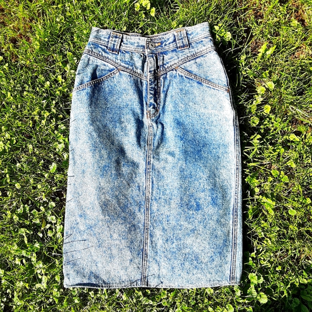 Vintage Jordache Studio acid wash denim  pencil jean skirt 10 fits like a 6